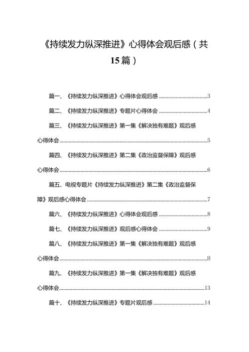 《持续发力纵深推进》心得体会观后感(精选15篇).docx