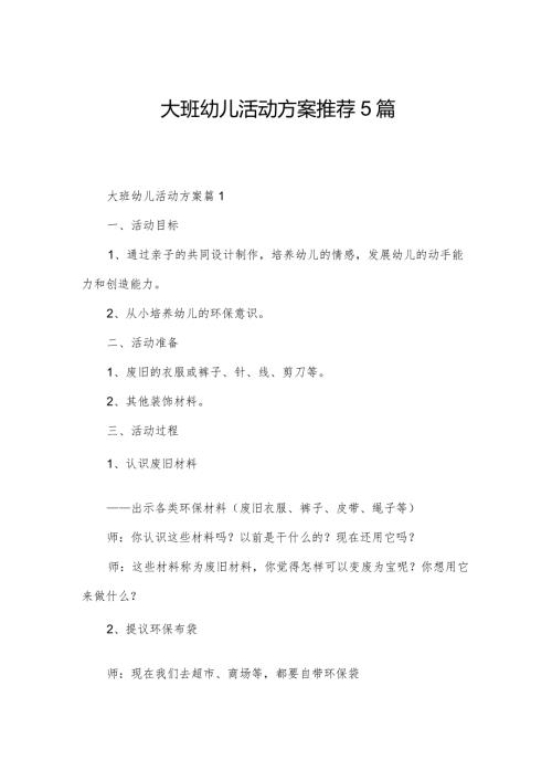 大班幼儿活动方案推荐5篇.docx
