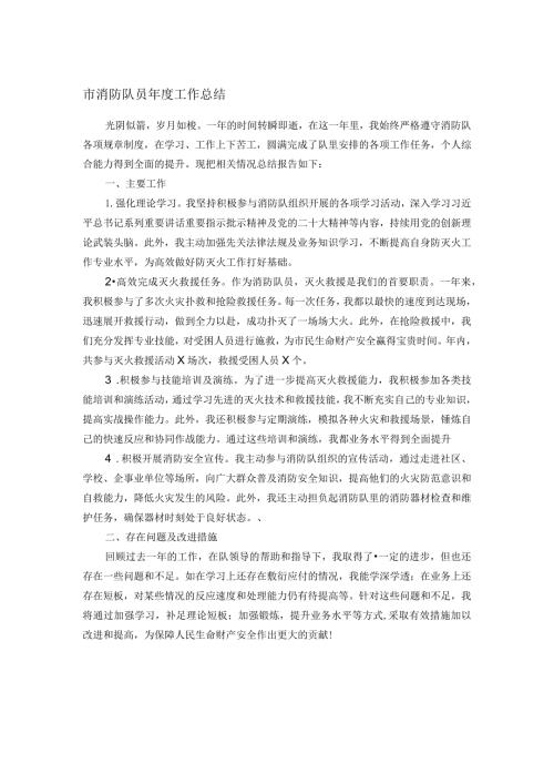 市消防队员工作总结.docx