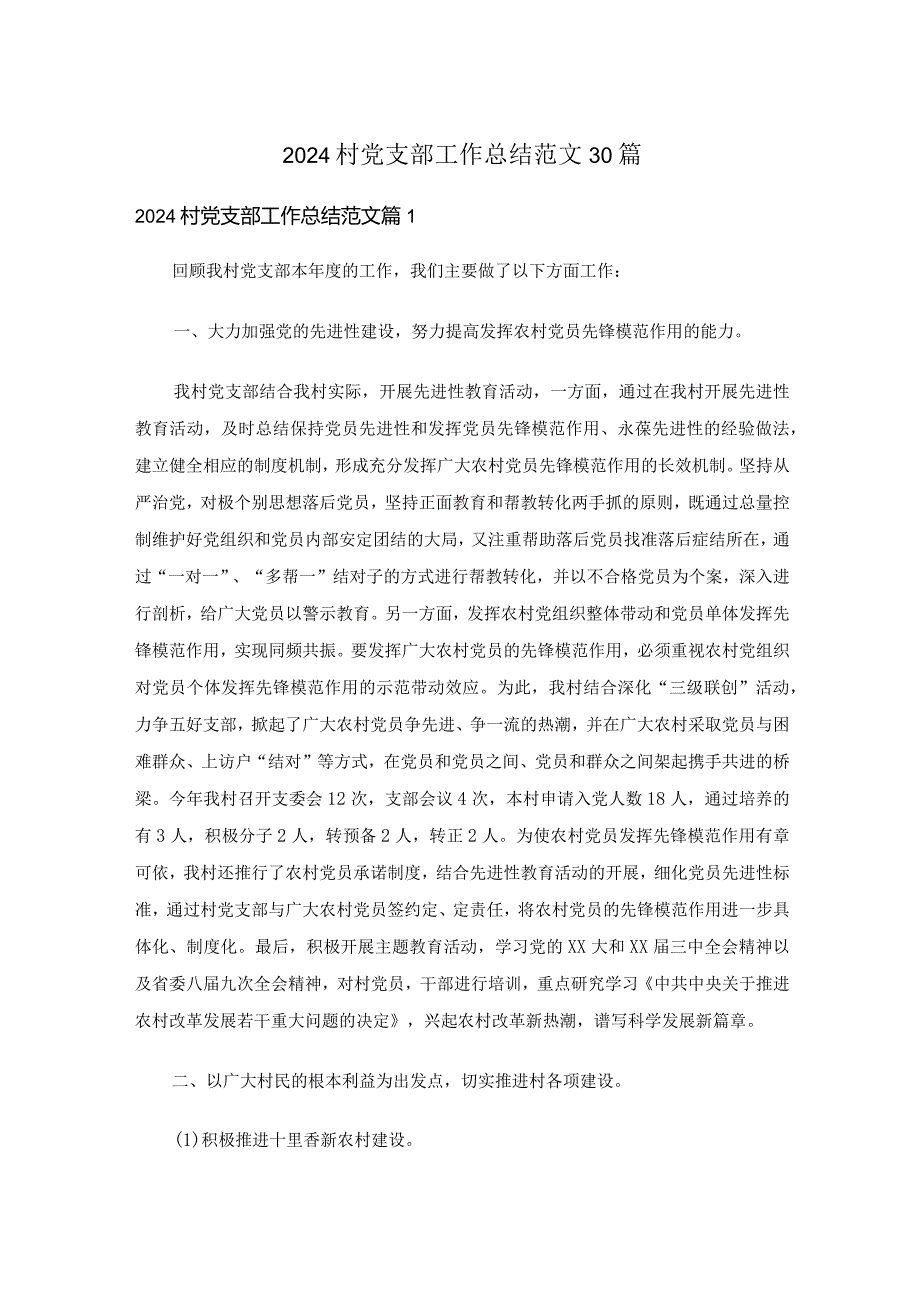 2024村党支部工作总结范文.docx_第1页