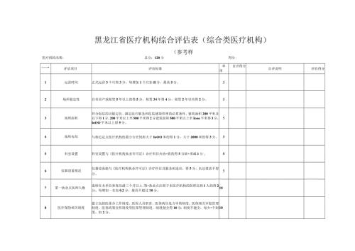 黑龙江省医疗机构综合评估表综合类医疗机构6I参考样表.docx