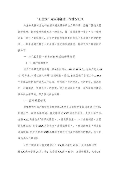 “五星级”党支部创建工作情况汇报.docx