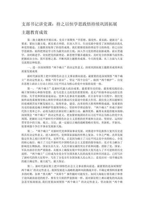支部书记讲党课：持之以恒学思践悟持续巩固拓展主题教育成效.docx
