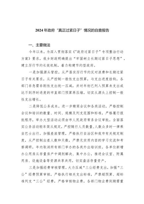 2024年政府“真正过紧日子”情况的自查报告8篇（详细版）.docx