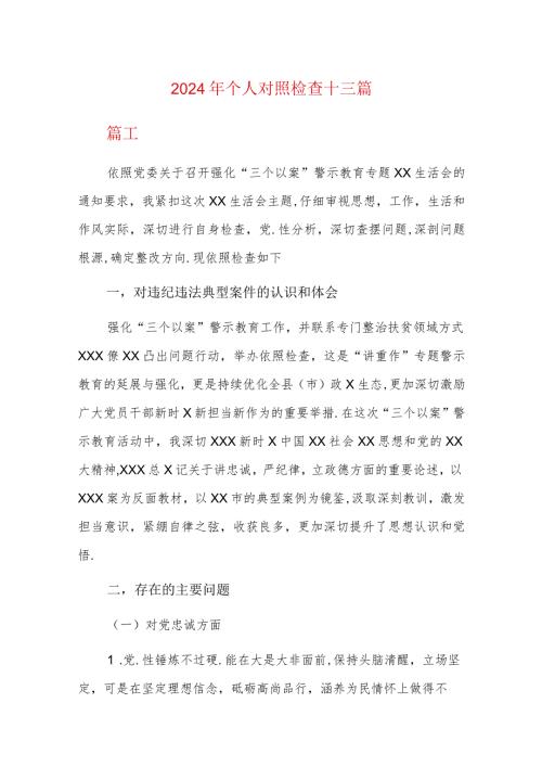 2024年个人对照检查十三篇.docx