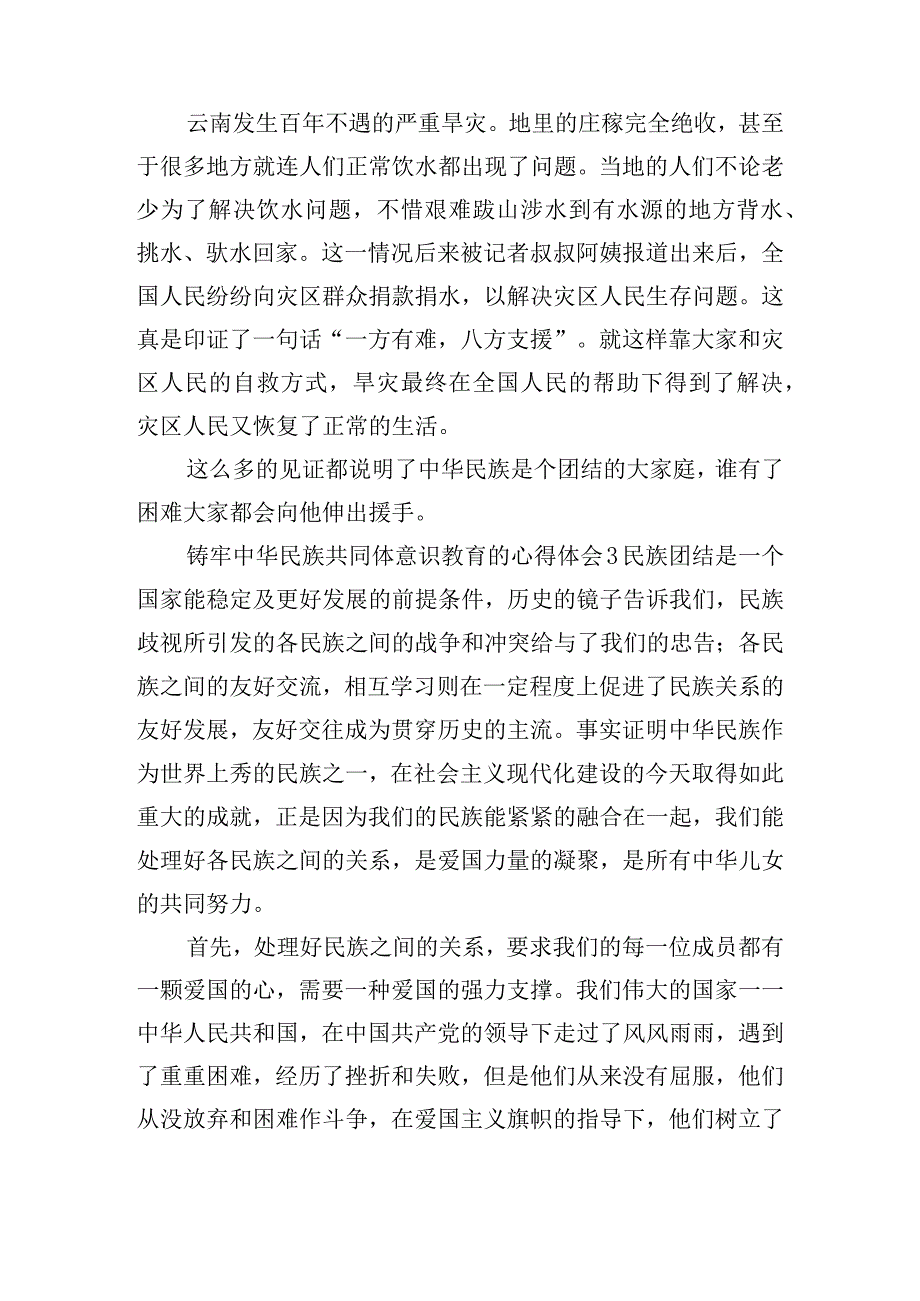 铸牢中华民族共同体意识教育的心得体会四篇.docx_第3页