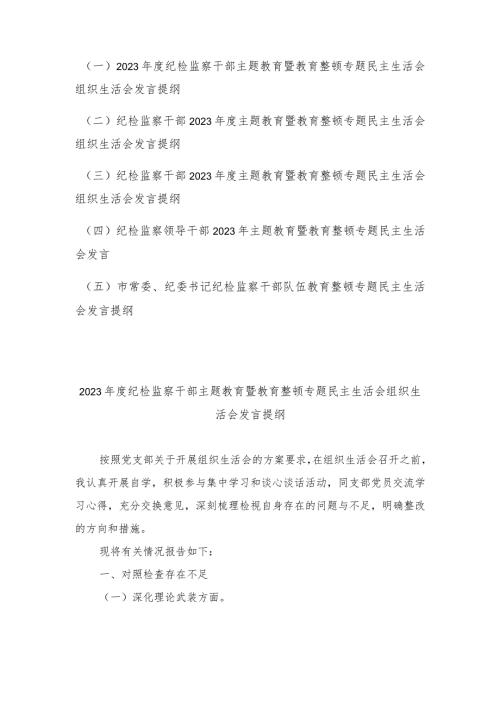 （5篇范文）纪检监察干部”深化理论武装、筑牢对党忠诚、锤炼过硬作风、勇于担当作为、强化严管责任“主题教育暨教育整顿五个方面检查材料发言提纲.docx