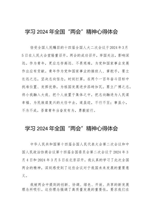 2024年两会精神学习心得体会合辑四十五篇.docx