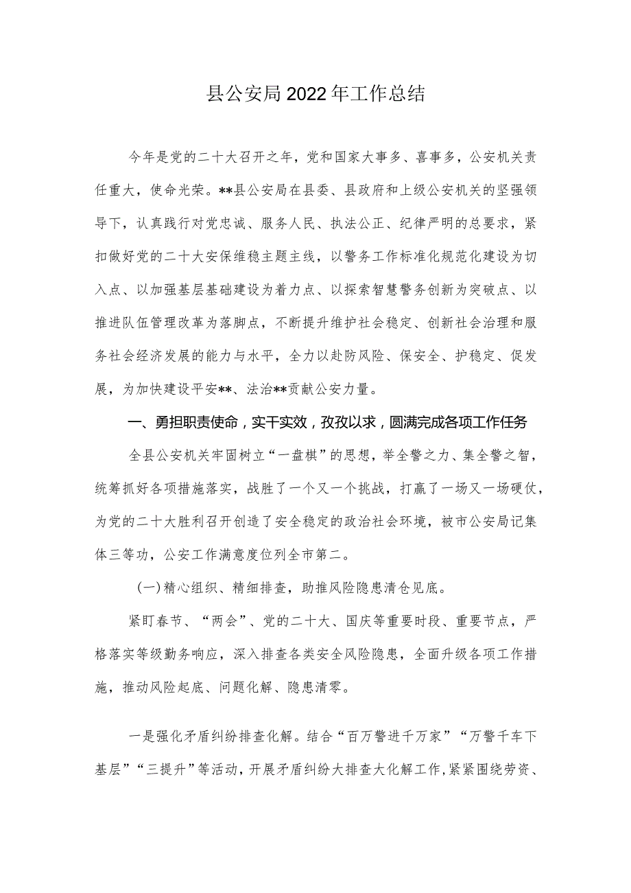 县公安局2022年工作总结.docx_第1页