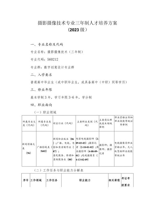 2023级摄影摄像技术专业人才培养方案.docx