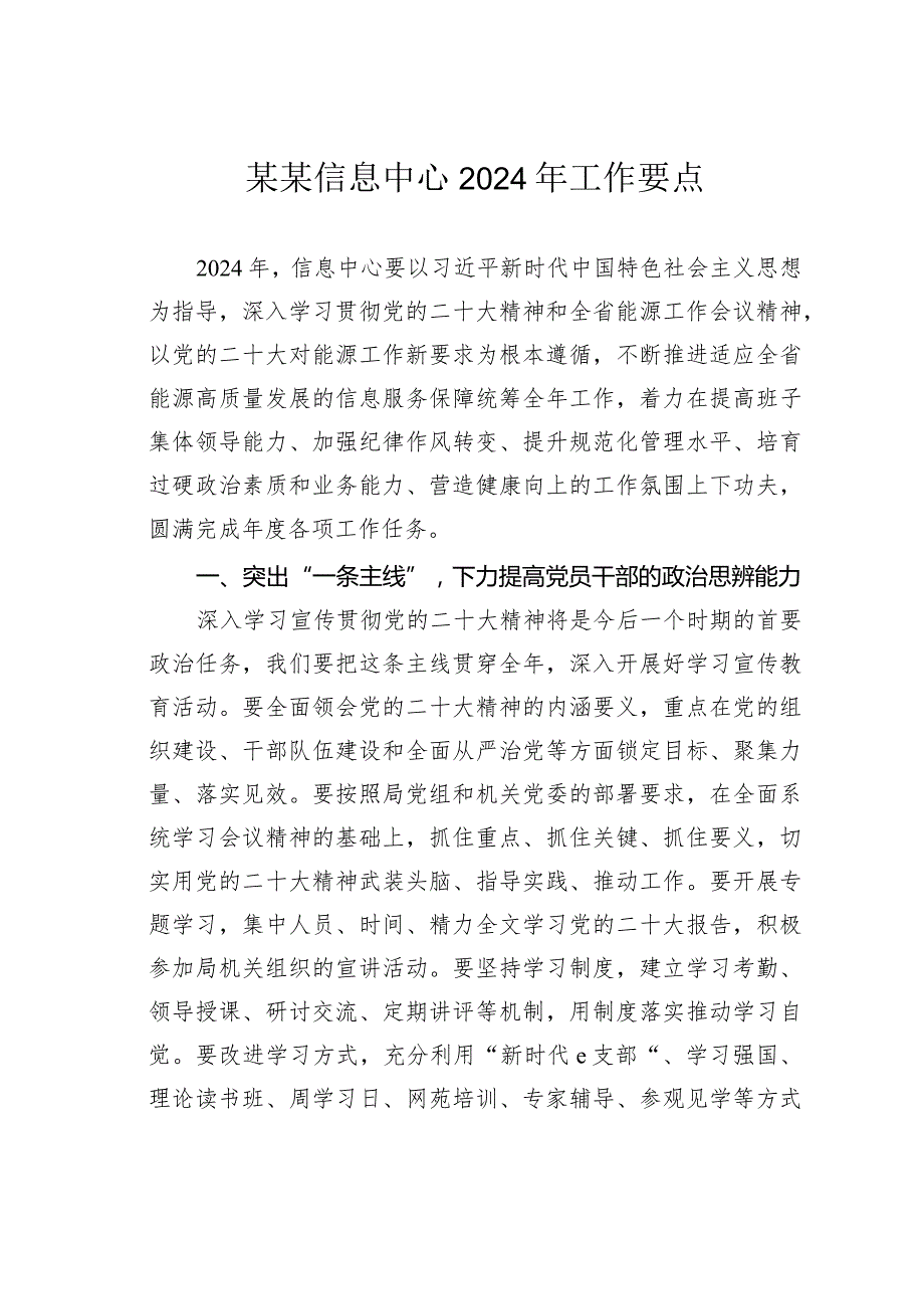 某某信息中心2024年工作要点.docx_第1页