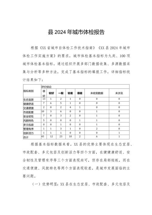 县2024年城市体检报告.docx