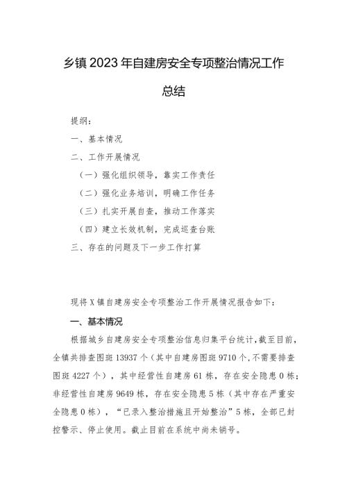 乡镇2023年自建房安全专项整治情况工作总结.docx