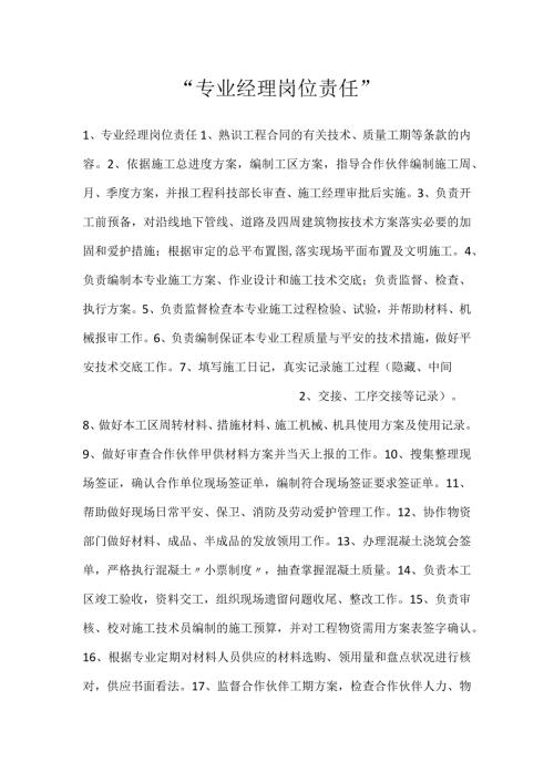 专业经理岗位责任.docx