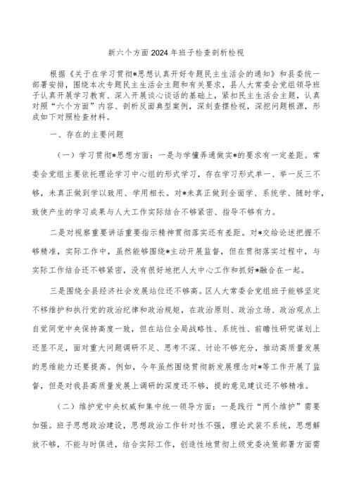 新六个方面2024年班子检查剖析检视.docx