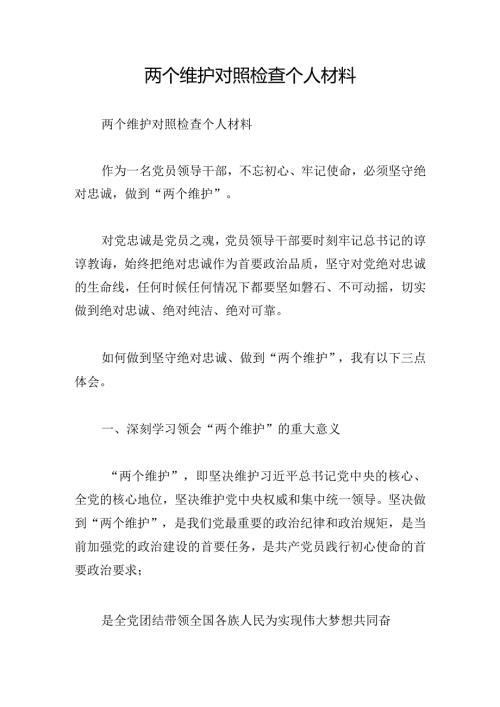 两个维护对照检查个人材料.docx