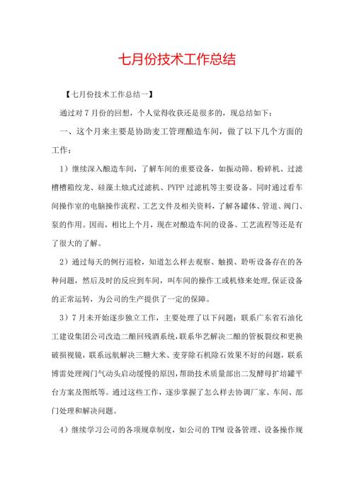 七月份技术工作总结.docx