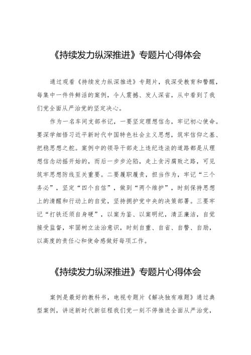 《持续发力纵深推进》纪录片心得体会观后感35篇.docx