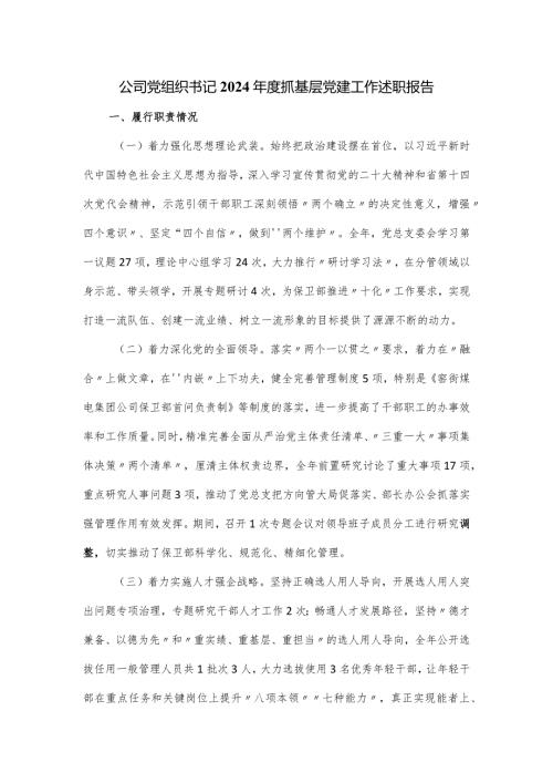 公司党组织书记2024抓基层党建工作述职报告.docx
