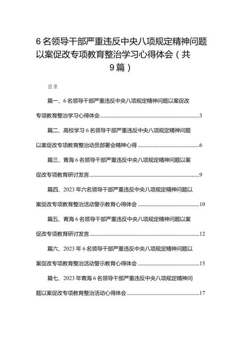 （9篇）6名领导干部严重违反中央八项规定精神问题以案促改专项教育整治学习心得体会最新.docx
