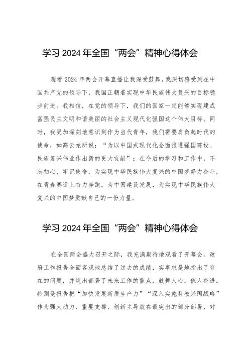 2024年全国“两会”精神学习体会30篇.docx
