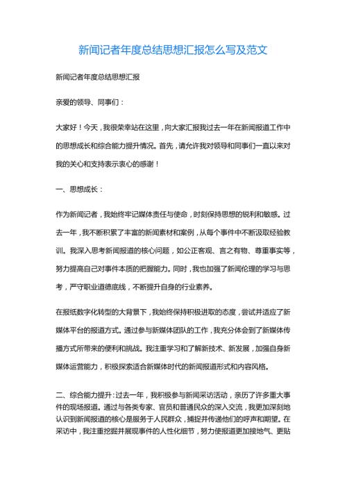 新闻记者总结思想汇报怎么写及范文.docx