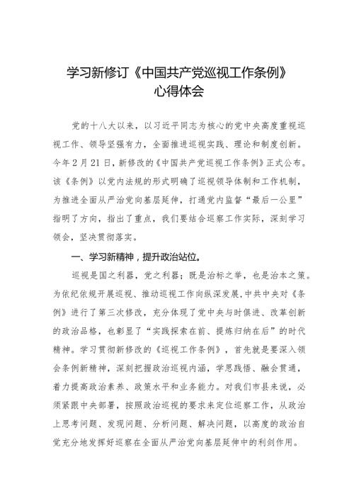学习贯彻2024版新修订中国共产党巡视工作条例的心得体会五篇.docx
