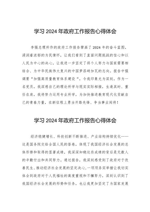 2024全国两会政府工作报告的心得体会二十篇.docx
