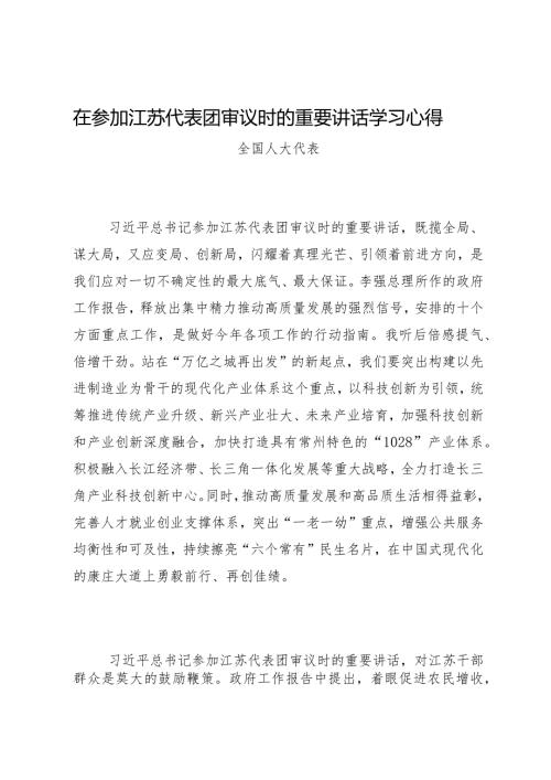 2024两会∣01重要讲话：13在参加江苏代表团审议时的重要讲话（学习心得3篇）.docx
