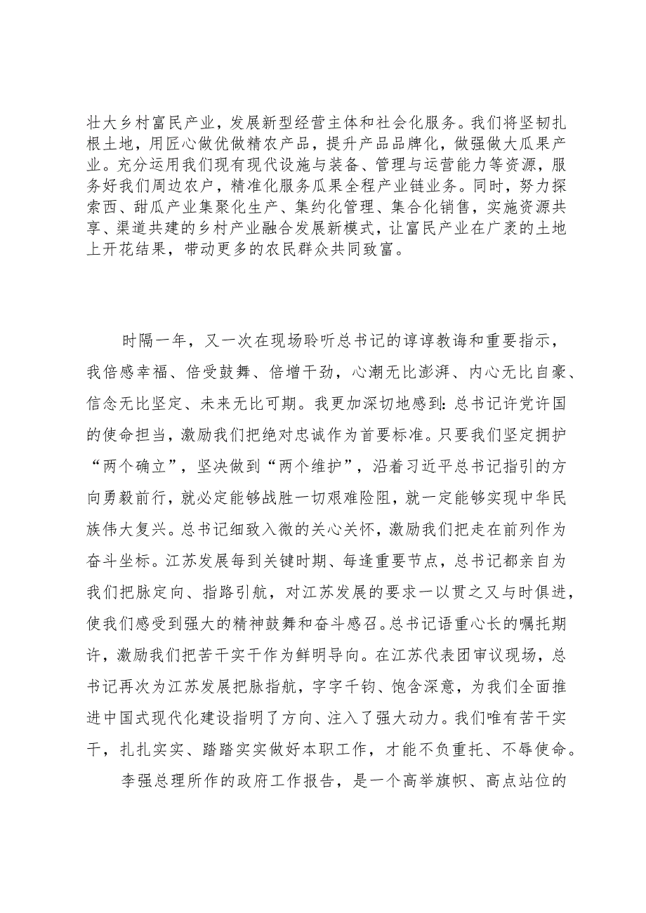 2024两会∣01重要讲话：13在参加江苏代表团审议时的重要讲话（学习心得3篇）.docx_第2页