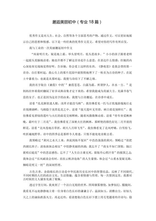 邂逅美丽初中（专业18篇）.docx