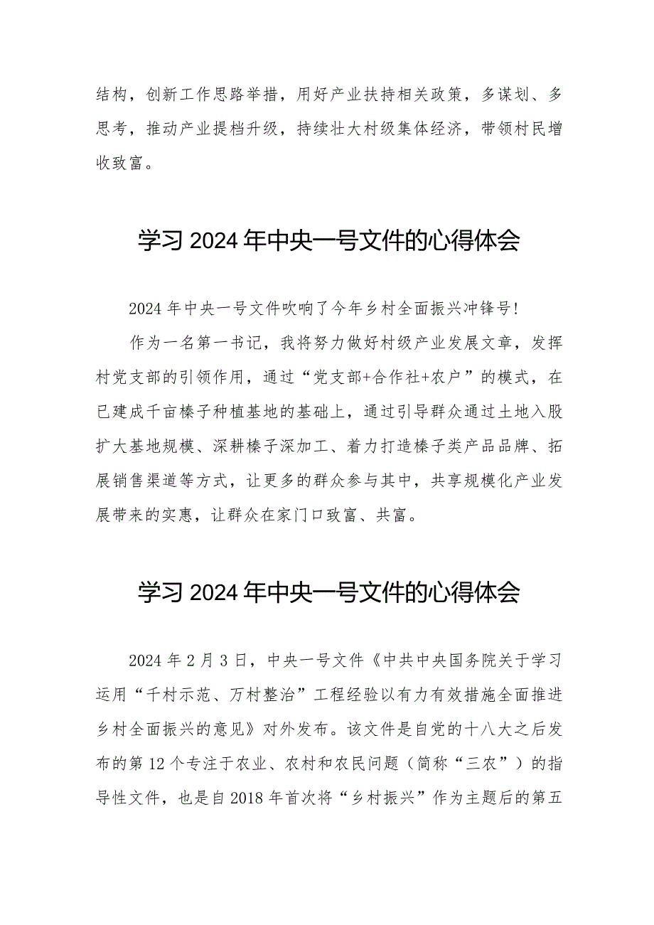 驻村干部关于2024年中央一号文件的学习体会十四篇.docx_第2页