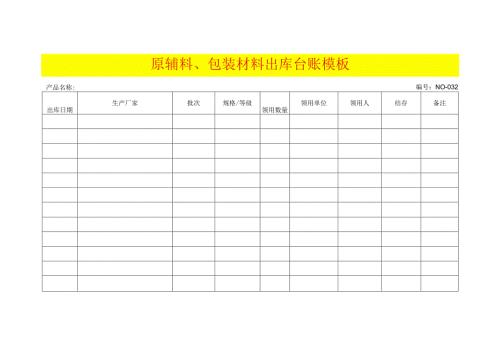 原辅料、包装材料出库台账模板.docx