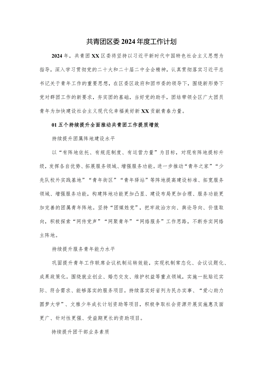 共青团区委2024工作计划.docx_第1页