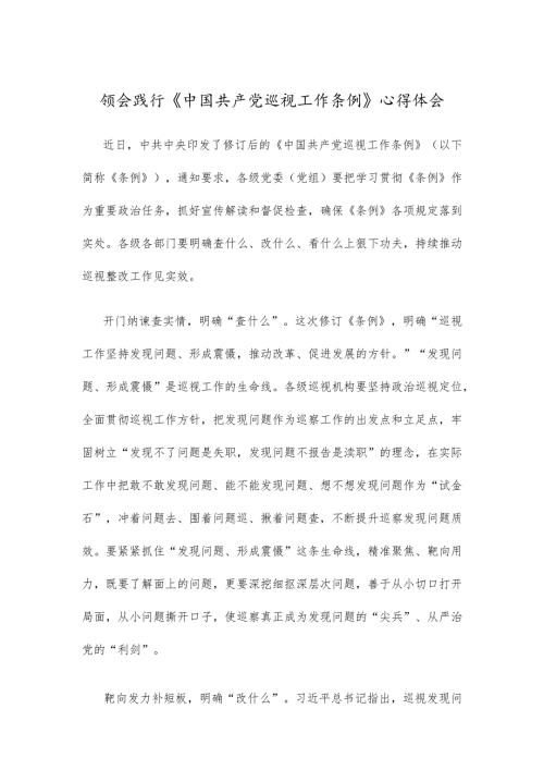 领会践行《中国共产党巡视工作条例》心得体会.docx