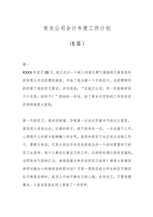 (5篇)有关公司会计工作计划.docx