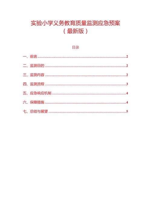 实验小学义务教育质量监测应急预案.docx