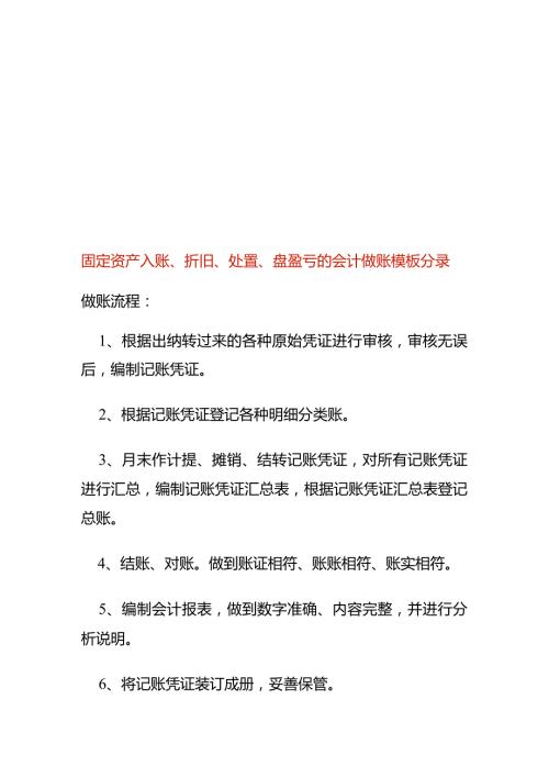 固定资产入账、折旧、处置、盘盈亏的会计做账模板分录.docx