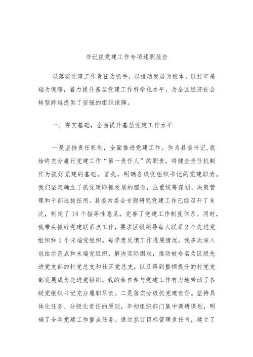 书记抓党建工作专项述职报告.docx