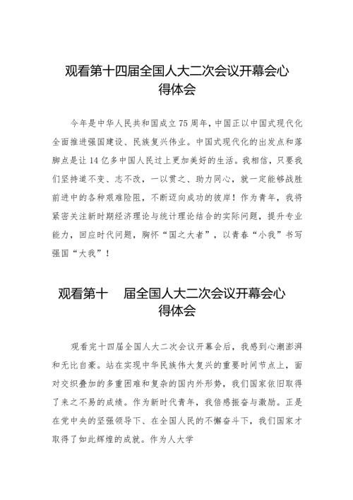 2024年全国两会观看第十四全国人大二次会议开幕会的心得体会范文合辑五十篇.docx
