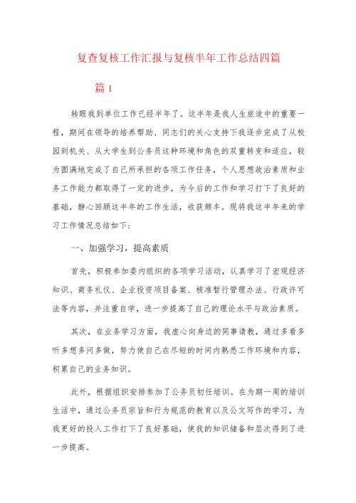 复查复核工作汇报与复核半年工作总结四篇.docx