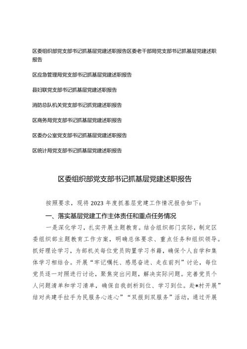 （8篇通用）2024年组织部党支部书记抓基层党建述职报告.docx