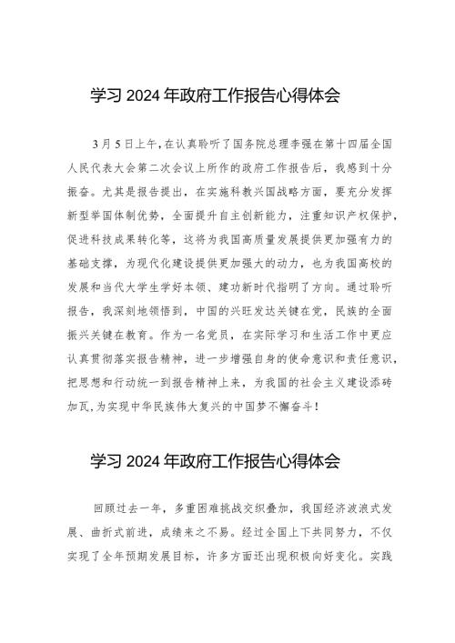 学习2024全国两会《政府工作报告》的心得体会二十篇.docx