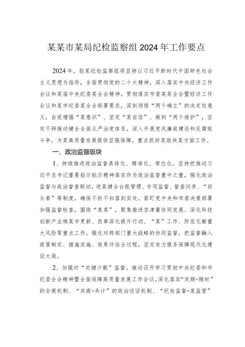 某某市某局纪检监察组2024年工作要点.docx