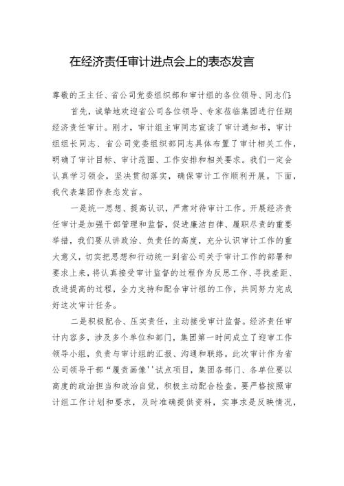 在经济责任审计进点会上的表态发言（集团公司）.docx