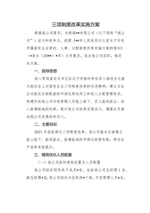 三项制度改革实施方案.docx