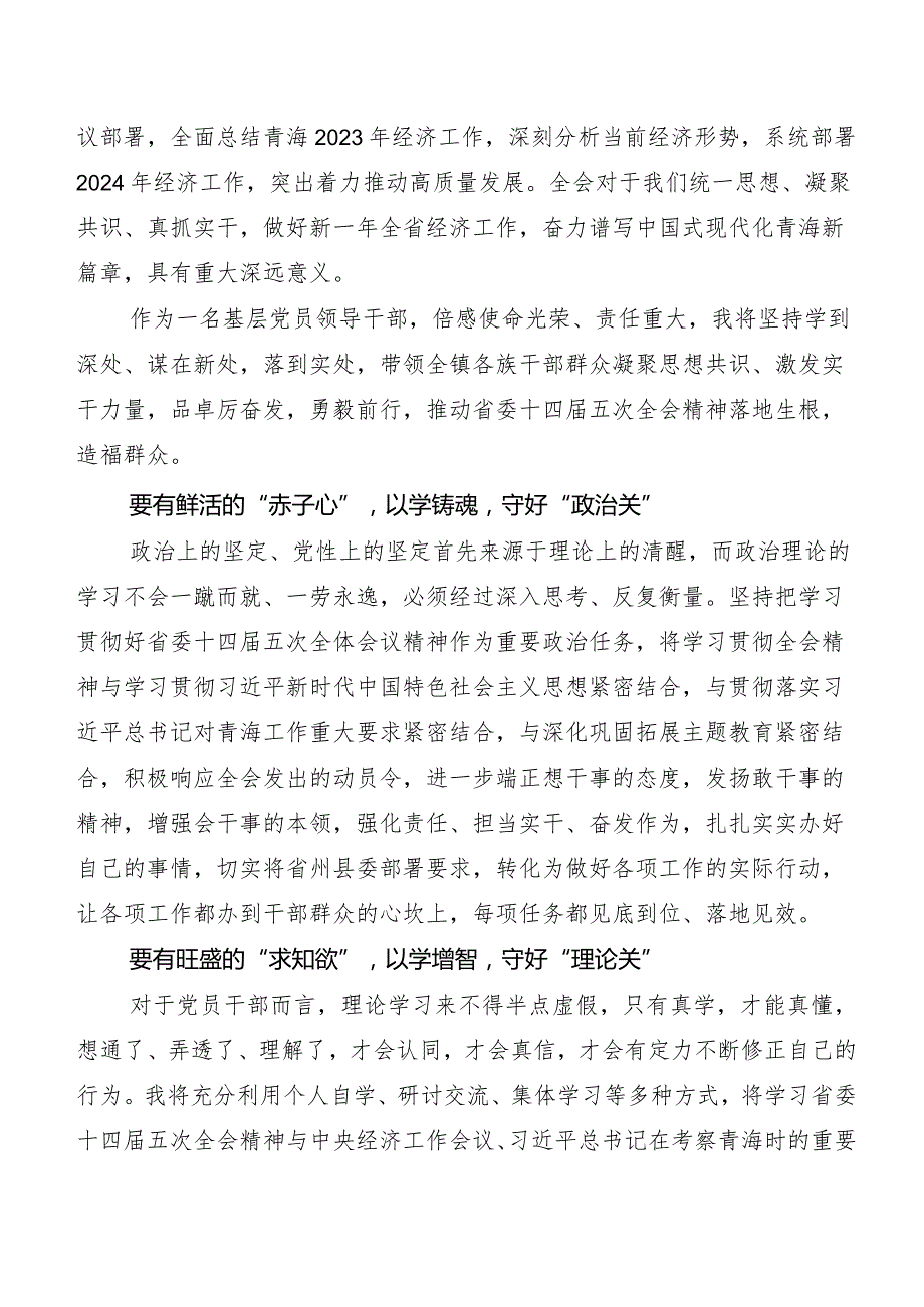 （八篇）青海省委十四五次全会心得体会（研讨材料）.docx_第3页