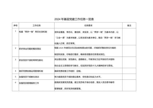 2024基层党建任务一览表.docx