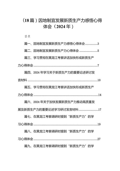 （18篇）因地制宜发展新质生产力感悟心得体会（2024年）.docx