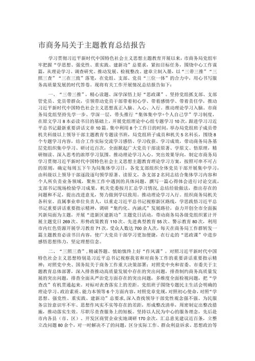 市商务局关于主题教育总结报告.docx